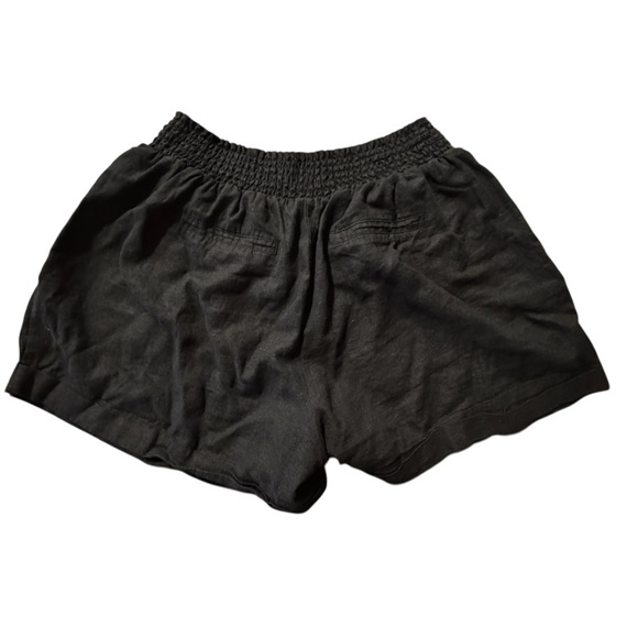 Forever 21 Plus+ Women's Size 0X Flat Front Black Elastic Waist Linen Shorts - Picture 2 of 9